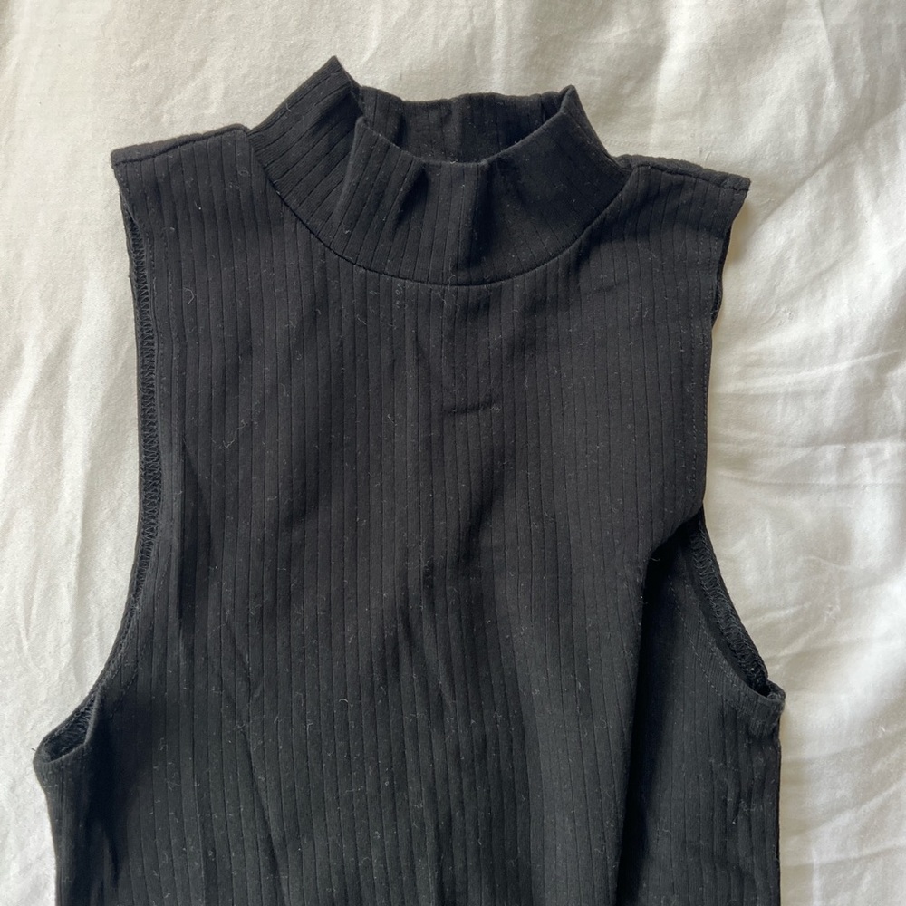 Black halter body suit